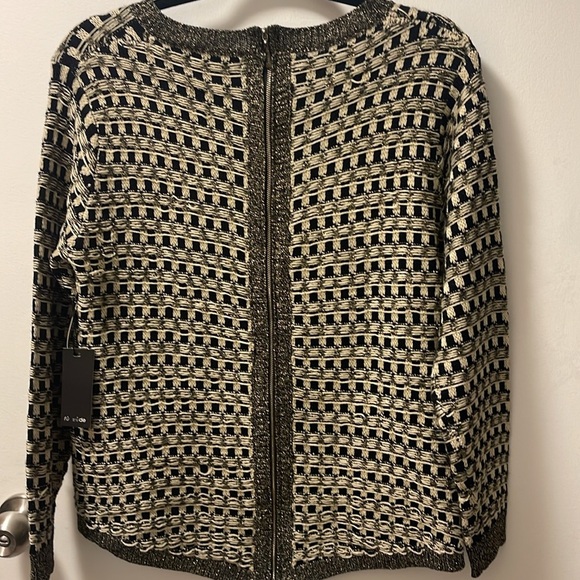Fu Zade Zippered Woven Wool Blend Sweater S/M - Picture 6 of 8